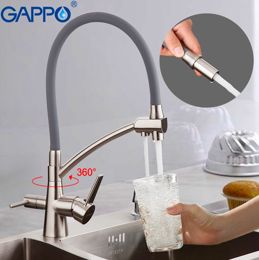 Смеситель для кухни с подключением фильтра питьевой воды сатин Gappo G4398